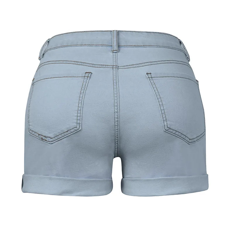 Denim Pant Women Mom Jeans Shorts Pants Bodycon High Waist Short Trousers Sexy Y2k Streetwear Elegant Splice Party Club Simple