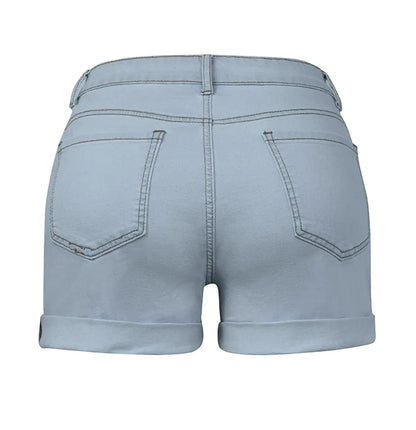 Denim Pant Women Mom Jeans Shorts Pants Bodycon High Waist Short Trousers Sexy Y2k Streetwear Elegant Splice Party Club Simple