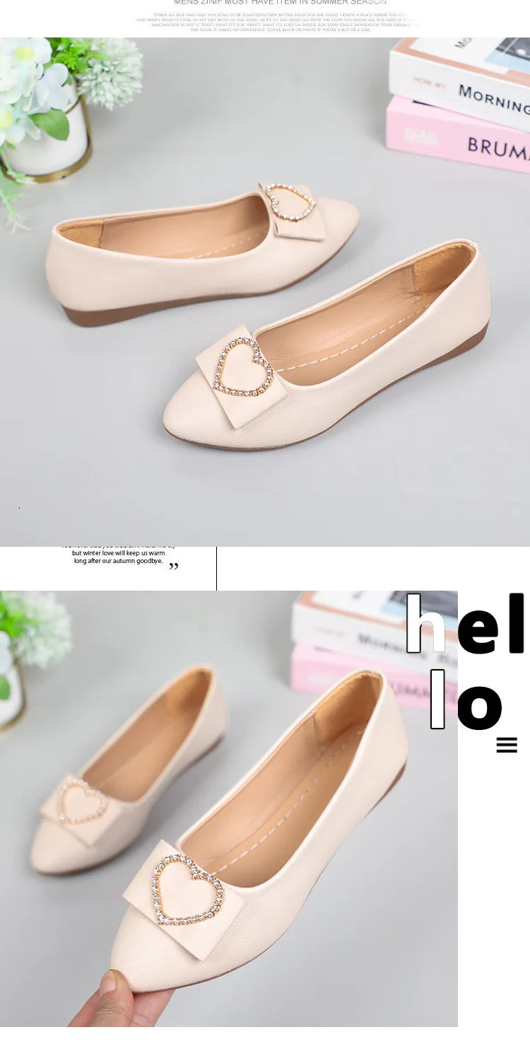 Spring autumn Office Patent Leather Woman Flats Shoes Ballets Metal Buckle Bow Lady Fall Girl Ballerina Dress Pointed Toe Slip