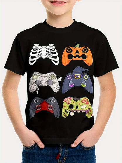 Girl Clothes Funny Terror Pumpkin Graphic T Shirt Boys Girls Halloween Short Sleeve Tops Tees 2-10Y Halloween Gift Party T-Shirt