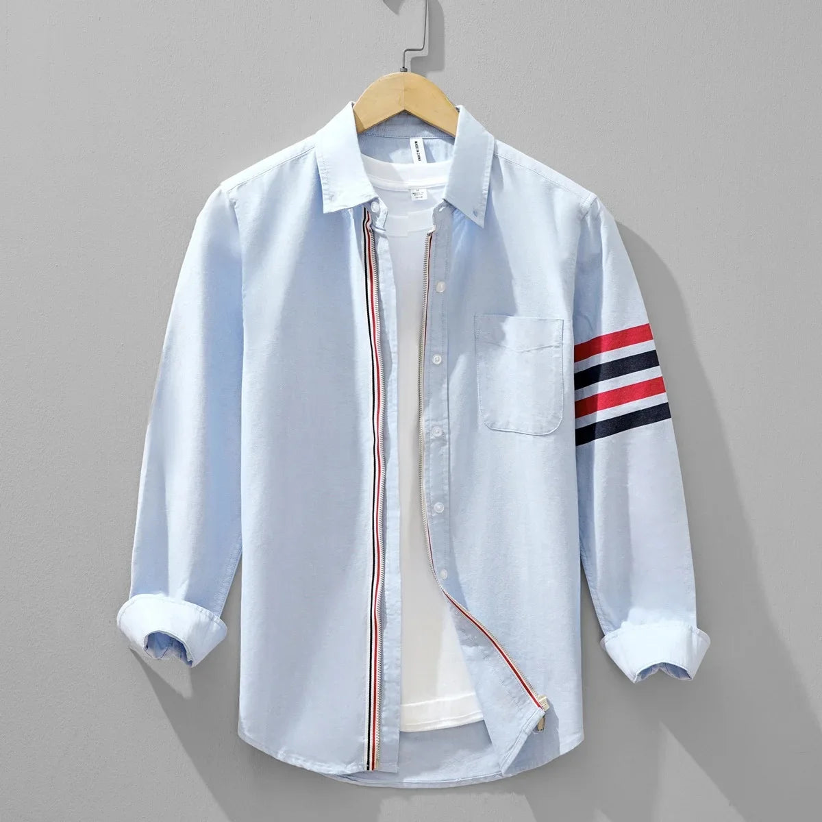Fashionable Retro Striped Men's Long Sleeve Shirt Casual Handsome Outerwear Korean Style Spring Autumn Wear from Mainland China