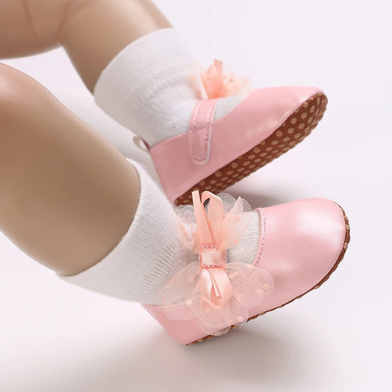 Cute Girl 0-18M Baby Shoes Pink Theme Bow Princess Shoes Spring and Autumn Soft Sole Lightweight Garden Shoes Casual Shoes