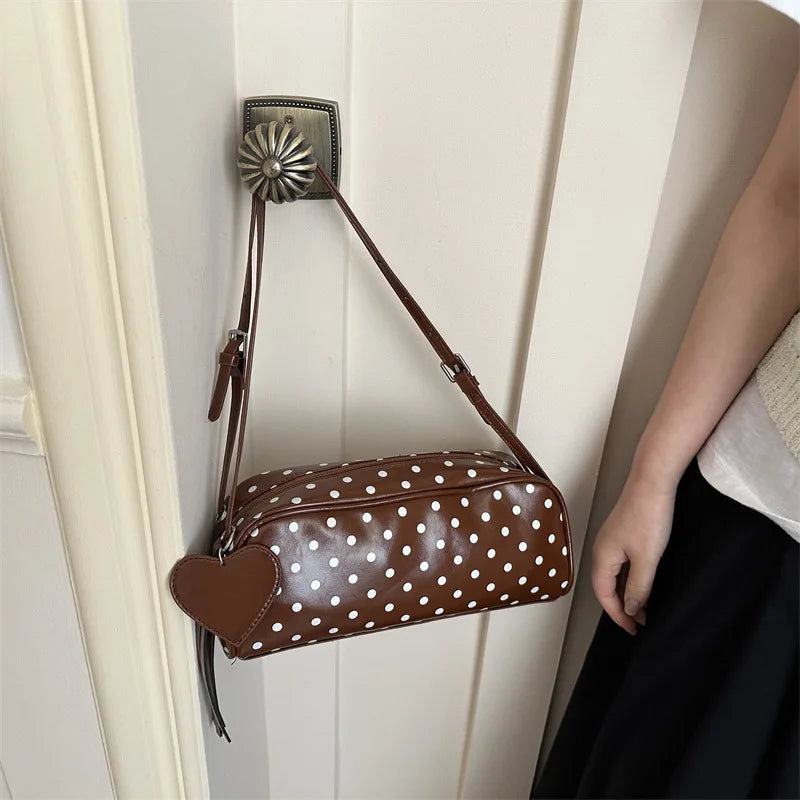 Women's Polka Dot Shoulder Bag New Niche Design Underarm Bag Commute Crossbody Bag High Appearance Fashion Bag