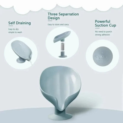 Drain Soap Holder Leaf Shape Soap Box Suction Cup Tray Drying Rack for Shower Sponge Container Kitchen Bathroom Accessories