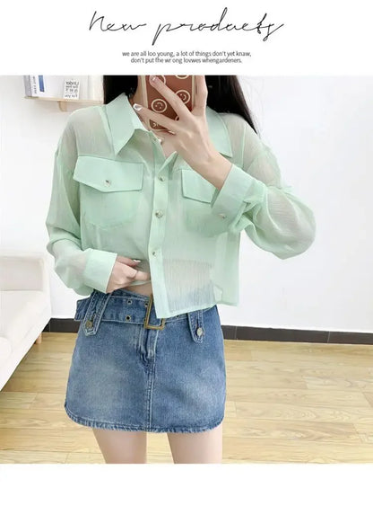 Summer Loose Chiffon Sunscreen Clothes for Women in Summer 2025 New Thin Casual Versatile Long-sleeved Cardigan Short Jacket