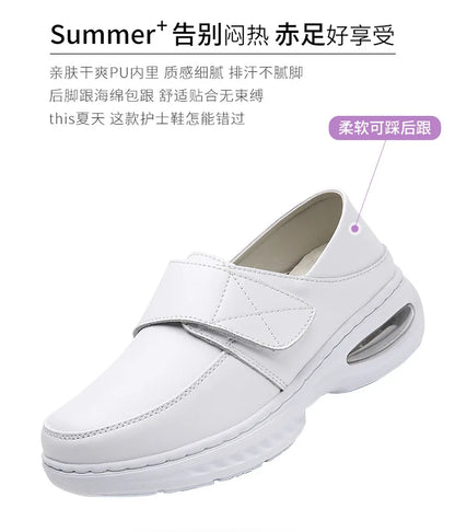 Platform White Shoes Women Casual Comfortable Light Nurse Work Shoes Fashion Slip on Non-slip Loafers Women Genuine Leather Shoe