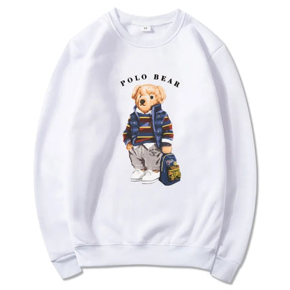 Men's casual and comfortable pullover, fashionable and versatile hooded sweatshirt with teddy bear pattern, sports shirt