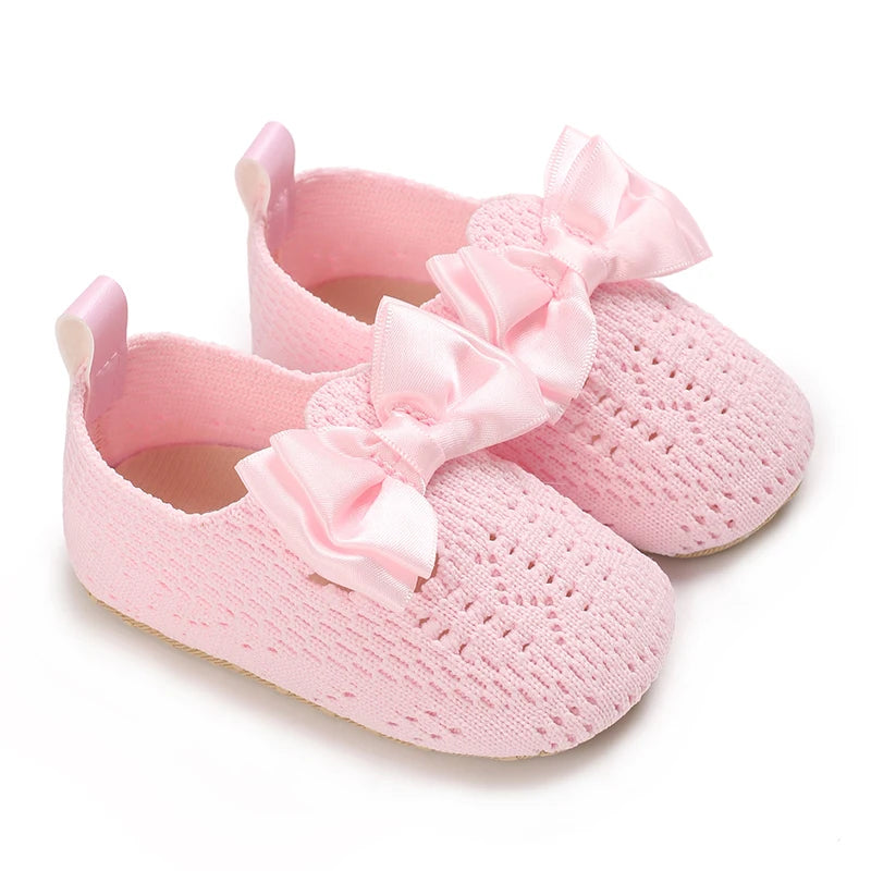 Cute Girl 0-18M Baby Shoes Pink Theme Bow Princess Shoes Spring and Autumn Soft Sole Lightweight Garden Shoes Casual Shoes
