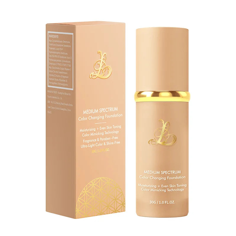 Four-in-one color-changing liquid foundation,with SPF50+ longwearing and no makeup removal, no powder sticking, moisturizing
