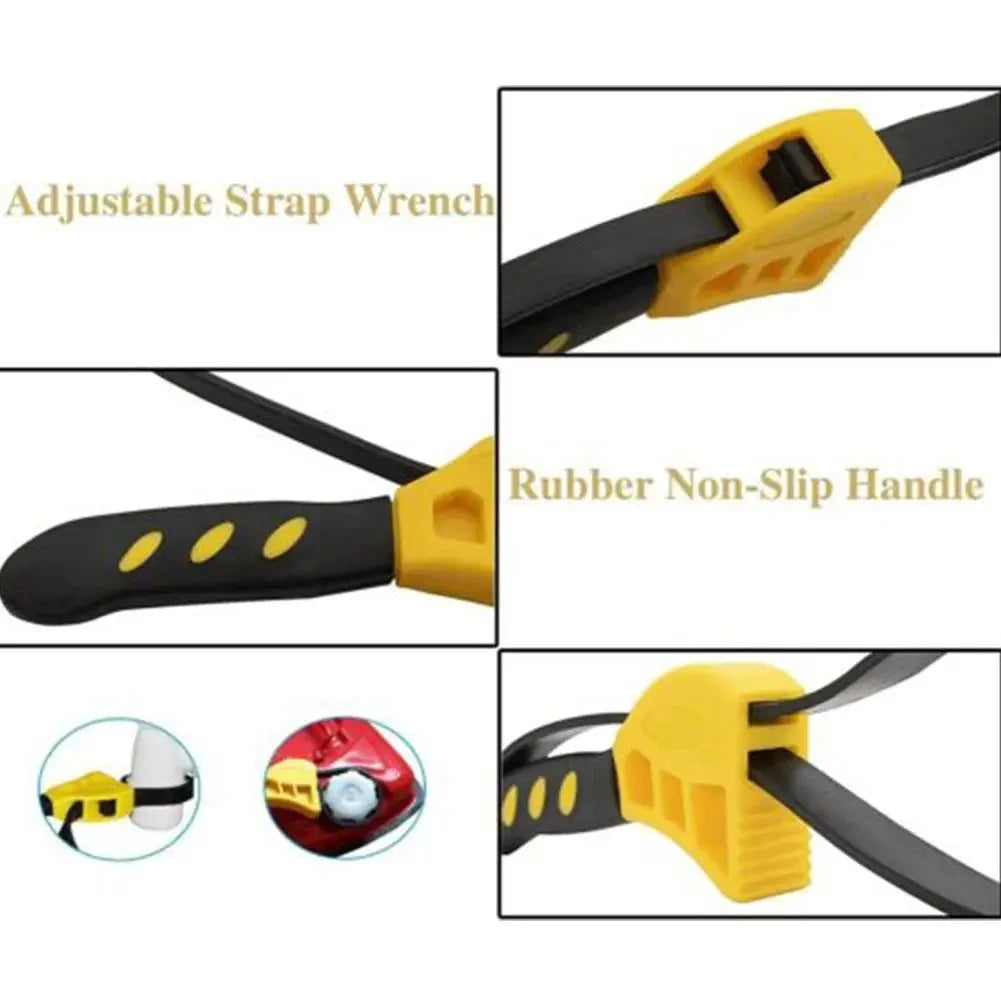 Multifunctional Belt Wrench Adjustable Rubber Strap Jar  Wrench Cartridge Pipe Wre Filter Oil Disassembly 6in