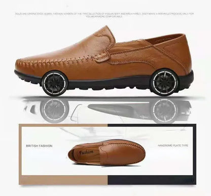 Shoes Men Leather Spring Loafers Slip on Business Casual Leather Shoes Classic Soft Moccasins Hombre Breathable Flats Shoes