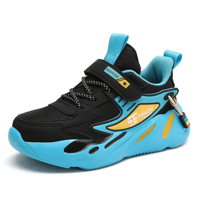 Kid Sneakers Sport Shoes for Boys Fashion Leather Children Breathable Mesh Comfort Shoes Casual Walking Outdoor Running Shoes