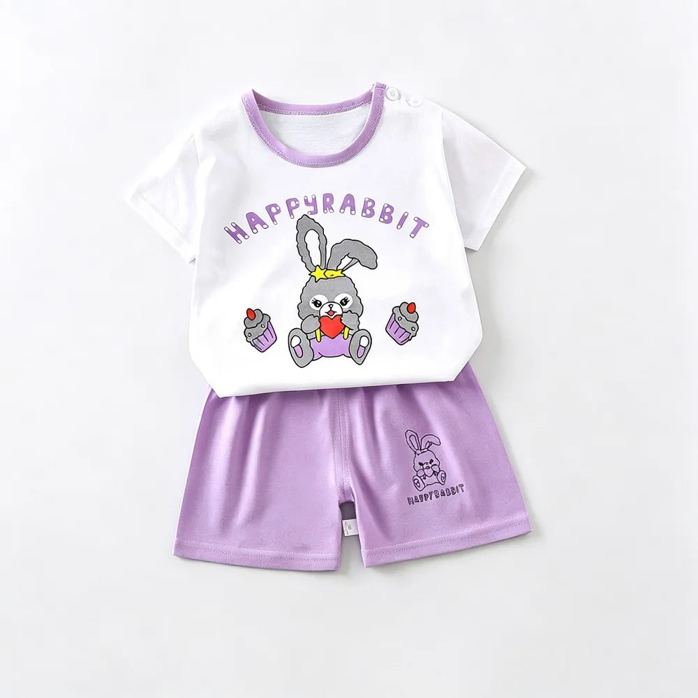 Kids Clothes Set Baby Boy/Girl T-Shirt + Shorts Summer Clothing Cotton Cartoon Casual Boys Tracksuit Children Baby Clothes Set
