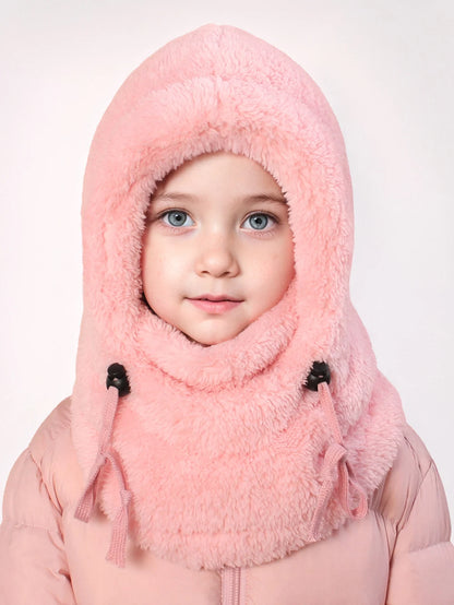 4-14Y Kids' Warm Ear-Protecting Neck Warmer Hat, Thickened Winter Ski Cycling Face Mask Windproof Beanie