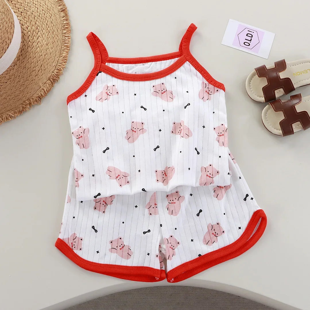 Cotton Camisole Top+Shorts Suits For Infant Girl's Clothes Baby 1st Birthday Sets Summer Newborn Baby Girl Clothing Outfits Sets
