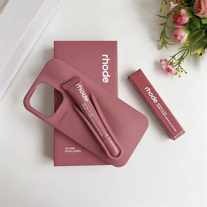 Makeup Rhode With Box Lipstick Holder Phone Case for IPhone17 Air 11 12 13 14 15 16 Pro Max Plus  Lip Gloss Silicone Soft Cover