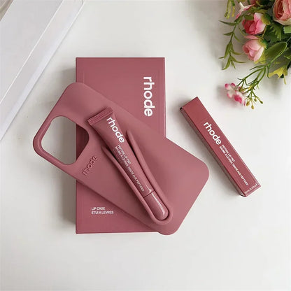 Makeup Rhode With Box Lipstick Holder Phone Case for IPhone17 Air 11 12 13 14 15 16 Pro Max Plus  Lip Gloss Silicone Soft Cover