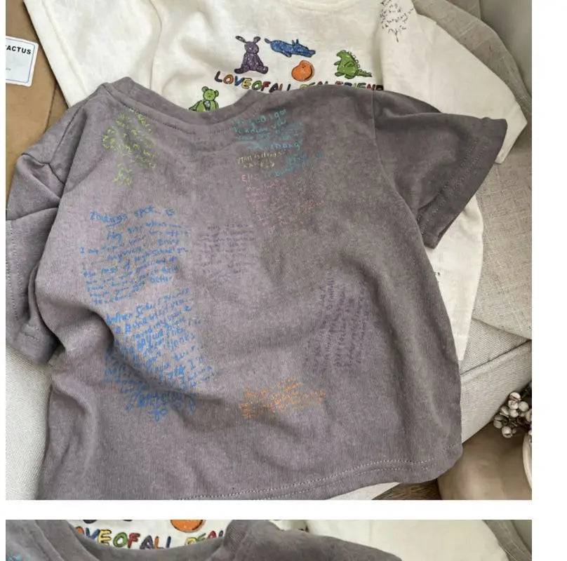 2025 Cartoon Baby T-shirts Korea Style Children's Baby Short Sleeve Printing Tees For Boys Girls