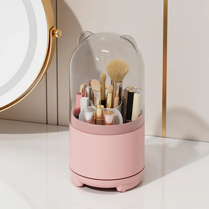 1pc Rotating Makeup Box, Detachable Box, Transparent Dust-proof Pen Holder, Eyeshadow Brush Holder, Lipstick Box, Desktop
