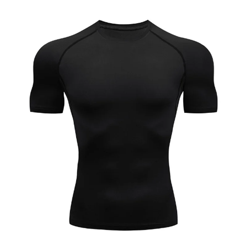 Men's compression running T-shirt fitness tight short sleeved T-shirt training jogging shirt gym sportswear quick drying