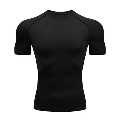 Men's compression running T-shirt fitness tight short sleeved T-shirt training jogging shirt gym sportswear quick drying