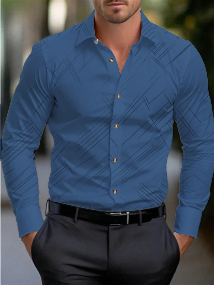 Men's long-sleeved shirt casual shirt fashion 2024 new 16 colors optional popular business oversized men's clothing