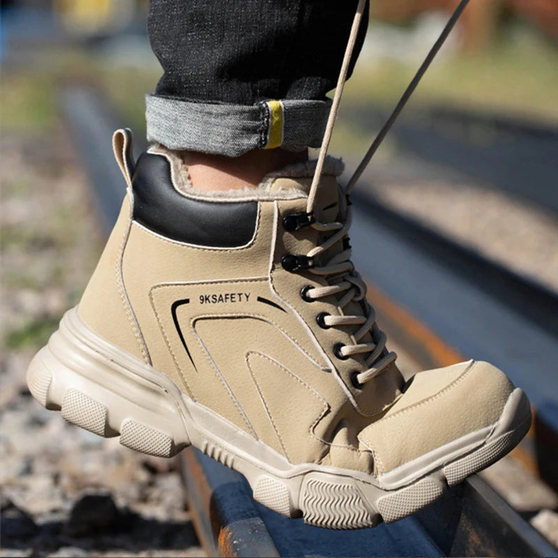 Men Steel Toe Safety Work Boots Indestructible Construction Safety Boots Puncture Proof Male Work Shoes Protective Footwear