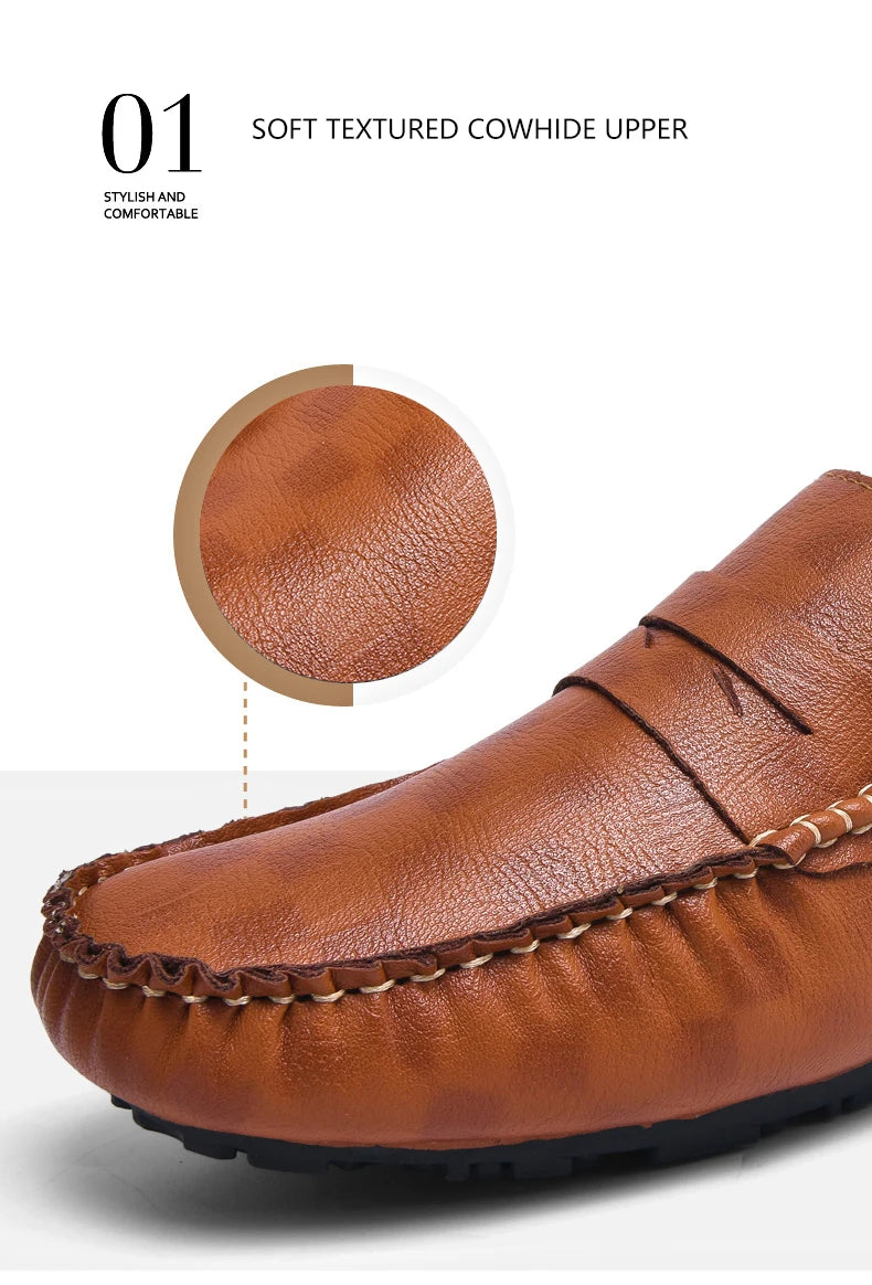 Men Shoes Casual Leather Mens Loafers Moccasins Designer Slip on Boat Shoes High Quality Chaussure Homme Plus Size 38-47