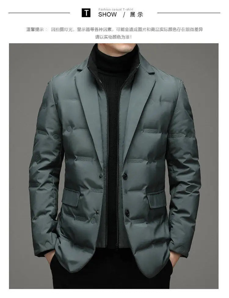 2025 High quality down jacket men winter business casual fashion handsome duck down medium long down jacket