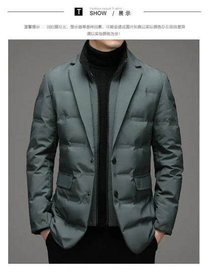 2025 High quality down jacket men winter business casual fashion handsome duck down medium long down jacket