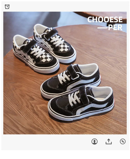 Kid's Canvas Shoes Boys Board Shoes New Net Red Low Gang Middle and Large Children Baby Girls Board Shoes Parent-Child Shoe