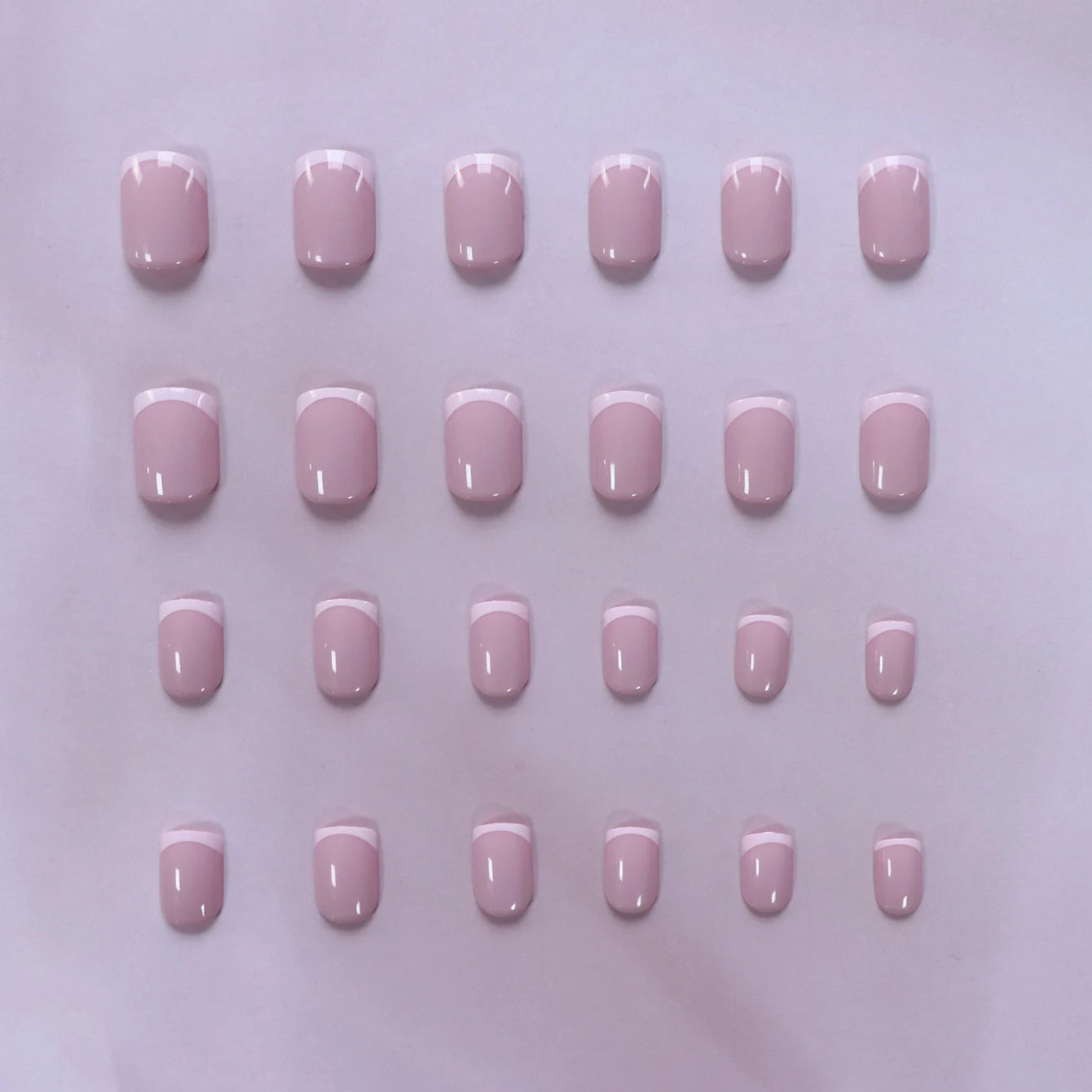 ARTAUG 24PCS Short Press On Nails Square Pink Fingertip White French Trim Press On Nails Full Cover Fake Nails Set Nail