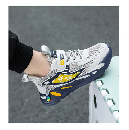 Kid Sneakers Sport Shoes for Boys Fashion Leather Children Breathable Mesh Comfort Shoes Casual Walking Outdoor Running Shoes