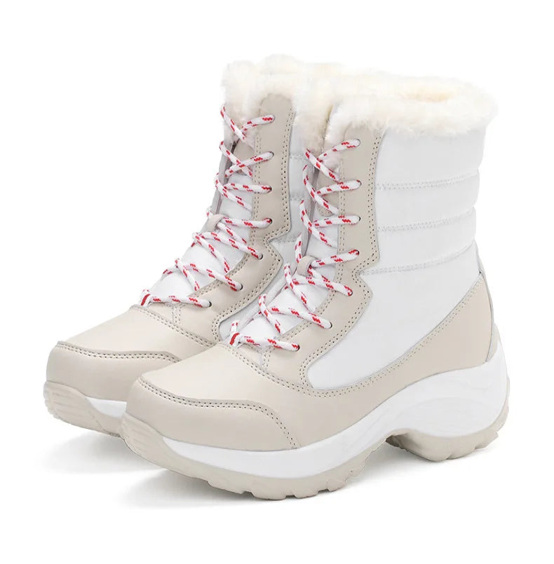 Women's Boots Women Heels Boots For Winter Shoes Woman Keep Warm Fur Botas Mujer 2025 Snow Boots Platform Shoes White Black Boot