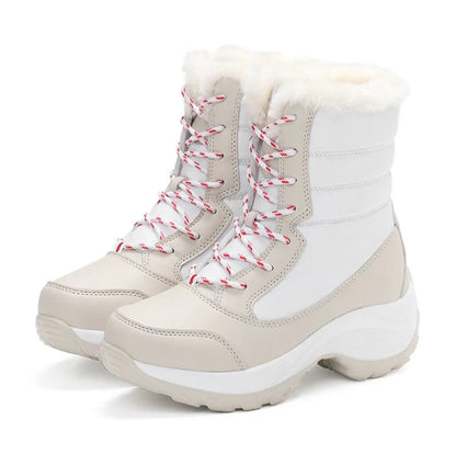 Women's Boots Women Heels Boots For Winter Shoes Woman Keep Warm Fur Botas Mujer 2025 Snow Boots Platform Shoes White Black Boot