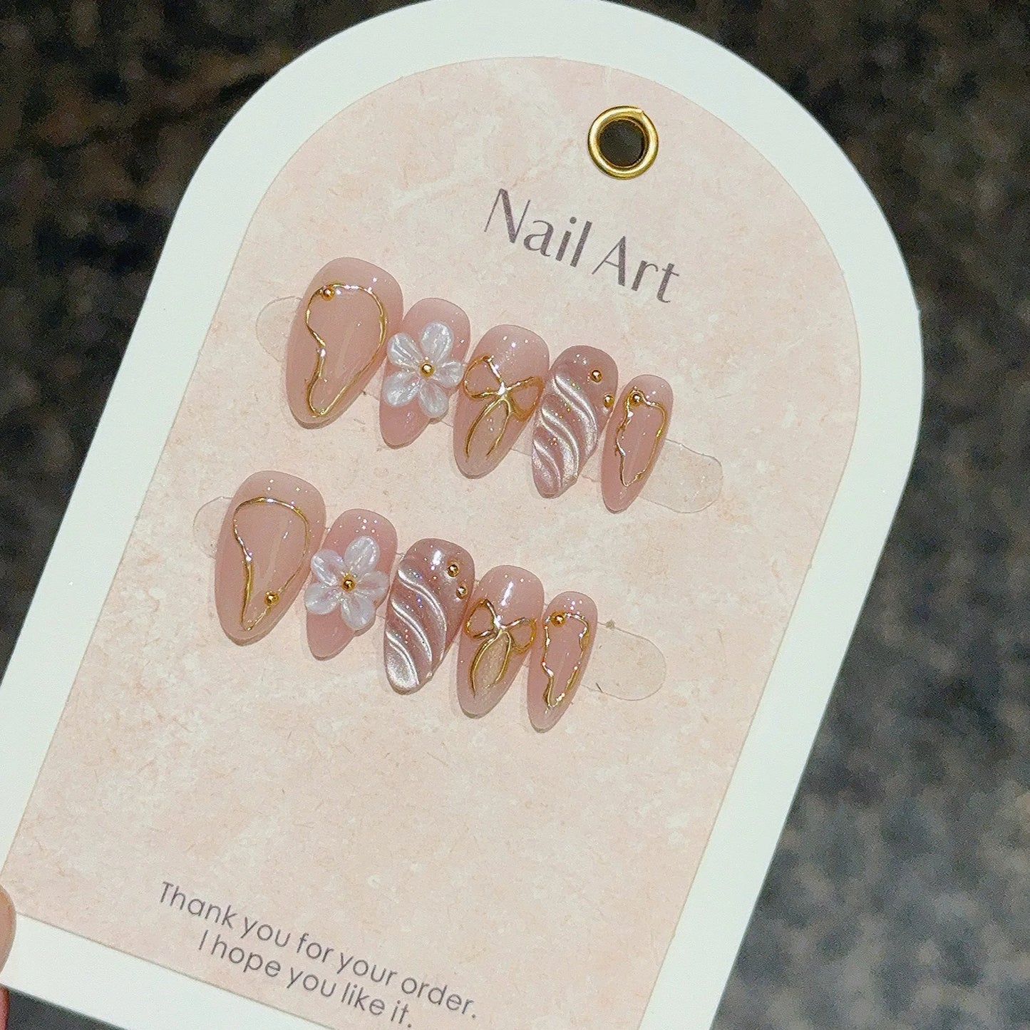 10Pcs Cat Eye Almond Handmade Press on Nails 3D Flower Fake Nails Wearable Stick-on Nails False Nail 네일팁 Накладные Ногти Uñas