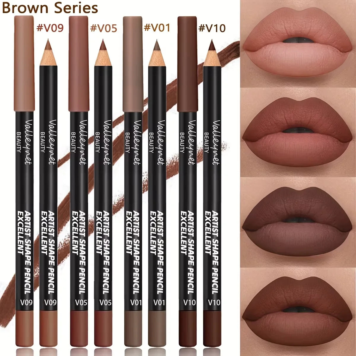 4pcs/set Matte Lipliner Pencil Set | Long-lasting, Waterproof, Brown, Purple, Pink Series, Suitable for All Skin Types