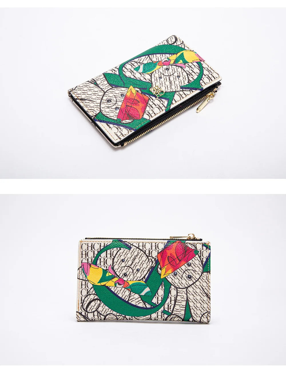 Carolina Herrera NEW Women's Cartoon Long Wallet, Classic PVC Fashion Simple Lightweight All-Match Purse