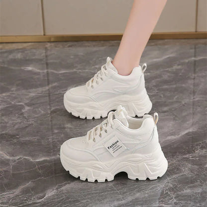 Fashion 2025 Spring Autumn Platform Sneakers Women Shoes Korean Lace Up Chunky Sneakers Mixed Color Women's Vulcanize Shoes
