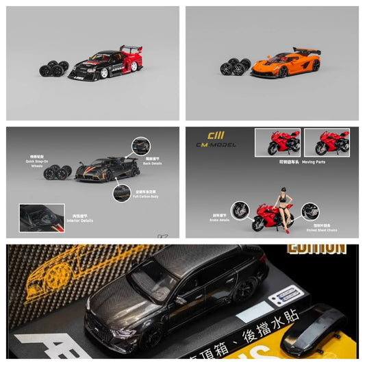 CM MODEL 1:64 S1000RR WRX STI RS7 sportback Jesko Codalunga SolusGT 765LT ER34 LBWK GT35RR Zonda Imola Model Car