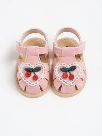 Baby girl sandals summer cherry cloth sole shoes newborn baby shoes first walking shoes