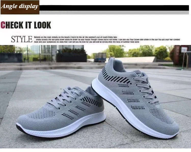 2025 Summer Unisex Mesh Casual Sneakers Outdoor Breathable Light Lace Up Casual Shoes for Men Flat Walking Training Sports Shoes