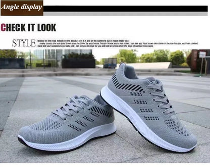 2025 Summer Unisex Mesh Casual Sneakers Outdoor Breathable Light Lace Up Casual Shoes for Men Flat Walking Training Sports Shoes