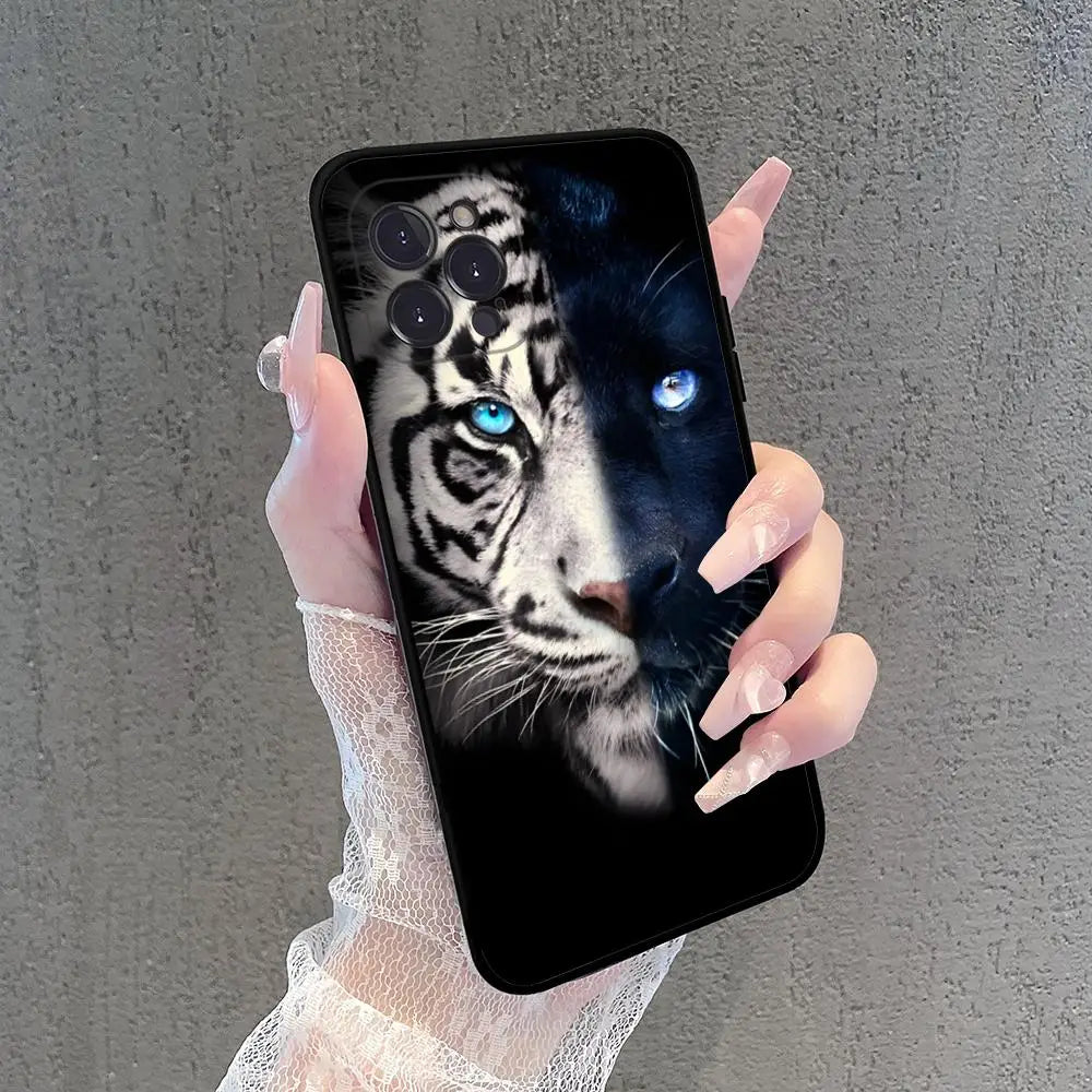 Wolf Lion Tiger Animal Phone Case For iPhone 15 14 11 12 13 Mini Pro XS Max Cover 7 8 Plus X XR Funda Shell