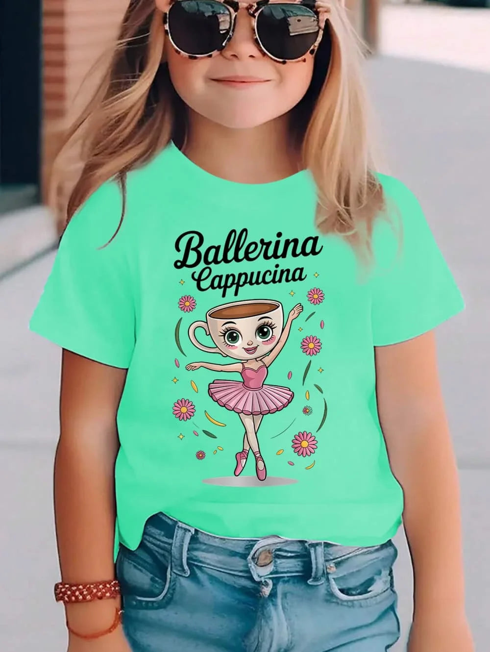 Italian Brainrot Cute Meme T-Shirt for Girls Clothes Ballerina Cappuccino Print Tee Tops Pink Summer Kawaii Outfits Streetwear