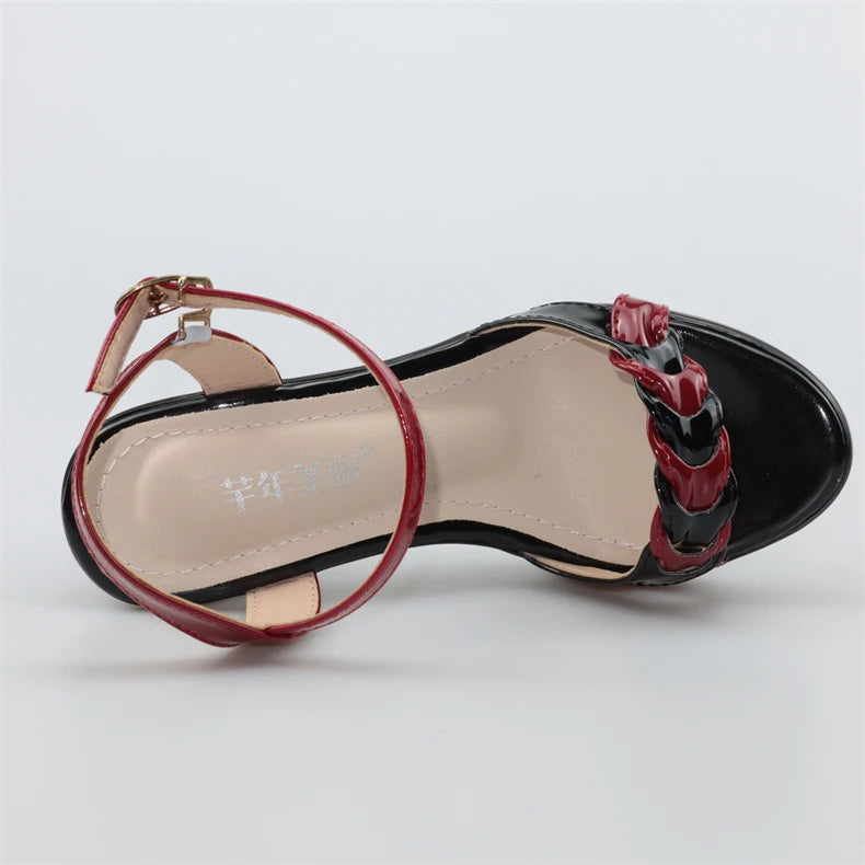High quality summer leather sandals for women 8cm 10cm high heel 2024 size 32 33 43 platform open toe elegant shoe black white