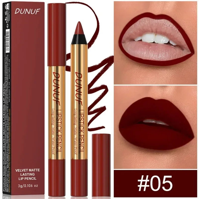 Rich Color Non-stick Lipstick Pencil Long-lasting Matte Lip Liner Crayon Red Tint Brown Lipliner Makeup Easy To Apply Cosmetics