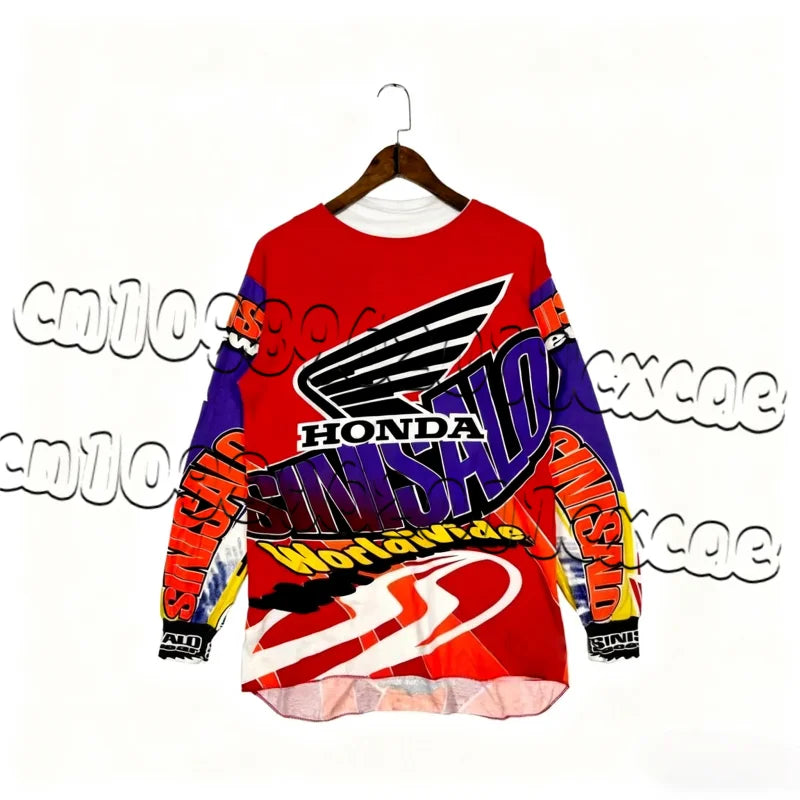 25 New Off-Road Motorcycle Riding Men's T-Shirt Fast Drying Breathable Long Sleeved Honda Riding T-shirt Tops for Men and Women