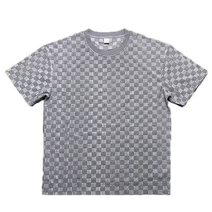 European and American Oversized Fashion Brand Men's Summer New Chessboard Plaid Loose Sports and Leisure Two-Piece Set