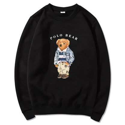 Men's casual and comfortable pullover, fashionable and versatile hooded sweatshirt with teddy bear pattern, sports shirt
